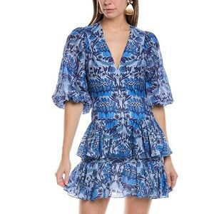 Sandro Yana Linen Blend Mini Dress in Blue